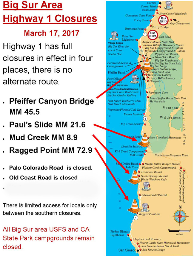 Highway 1 Road Closures Map – Map Of The Usa With State Names